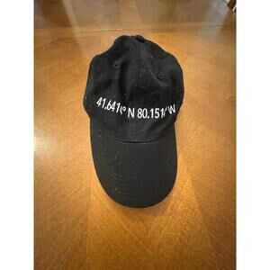 Black Cotton Baseball Cap with Coordinates and Meadville PA Embroidery